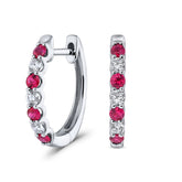 Ruby & Diamond Hoop Earrings - Dracakis Jewellers